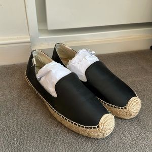 Black Leather Platform Soludos